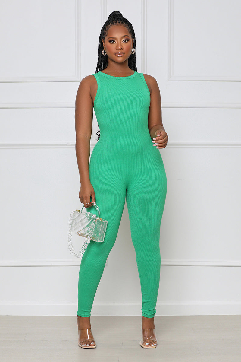 Contour Ribbed Jumpsuit (Jelly Bean)