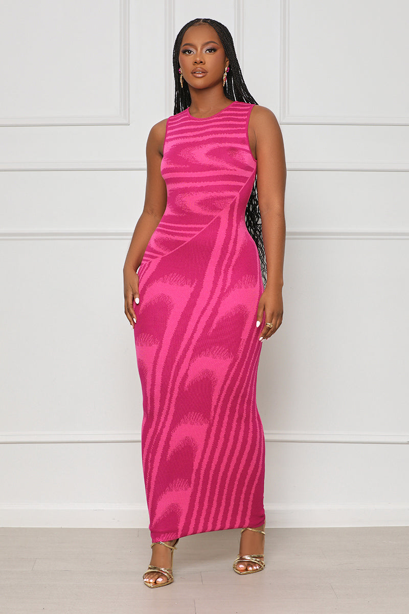 Chic Attraction Abstract Maxi Dress (Pink Multi) - Lilly's Kloset