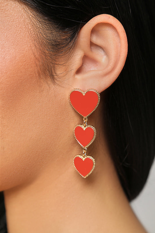 Red Heart Drop Earrings - Lilly's Kloset