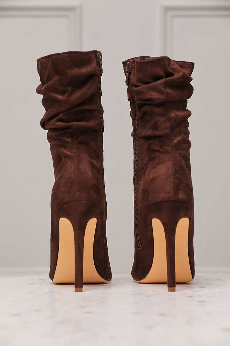 Liana Suede Bootie (Chocolate) - Lilly's Kloset