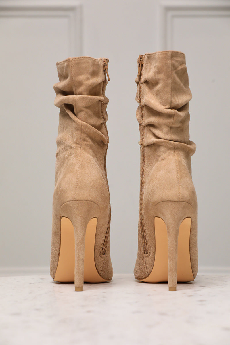 Liana Suede Bootie (Taupe) - Lilly's Kloset