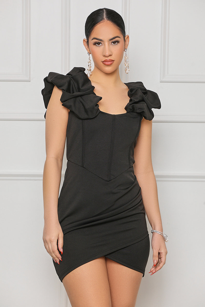 Out Tonight Poof Sleeve Mini Dress (Black) - Lilly's Kloset