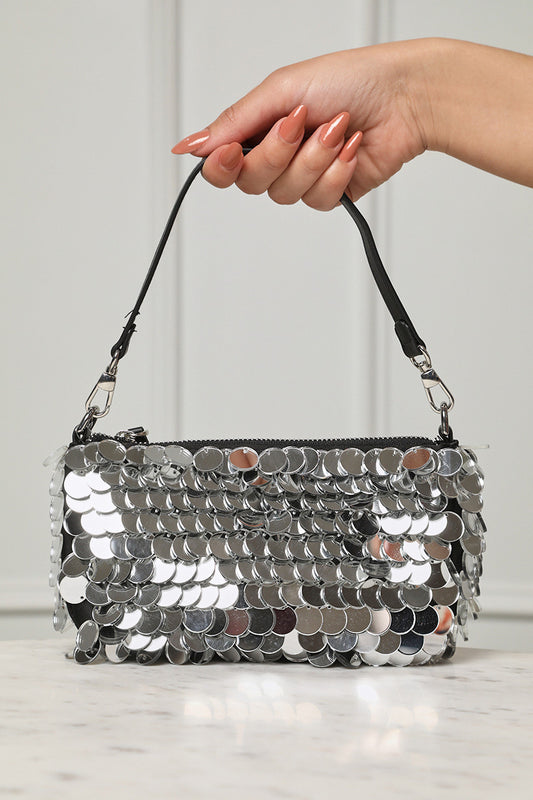 All That Glitters Sequin Purse (Silver) - Lilly's Kloset
