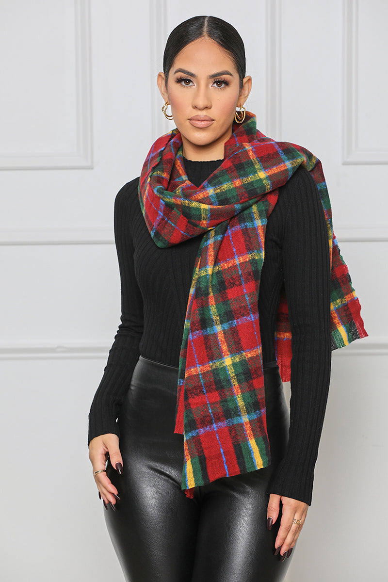 Red Multi Plaid Scarf - Lilly's Kloset